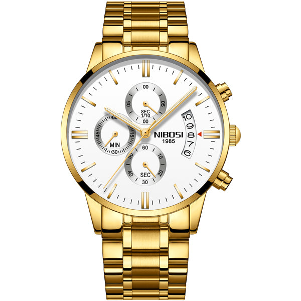 2018 NIBOSI Gold Quartz Watch Top Brand Luxury Men Watches Fashion Man Wristwatches Stainless Steel Relogio Masculino Saatler