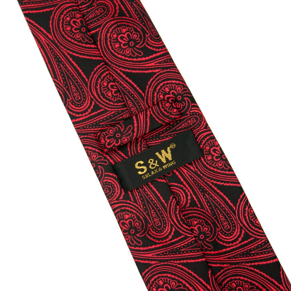 A24 Red Black Paisley Ties for male Silk Hankys Wedding Mens Necktie Fashion Classic Brand New extra long size