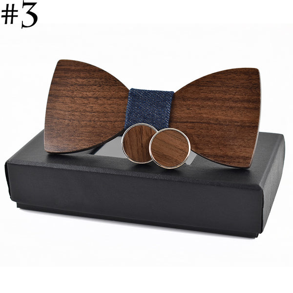 Fashion Wedding Wood Bow Tie Cufflinks Set Mens Suit Papillon Corbatas Tie gravata Pajaritas Hombre noeud papillon enfant