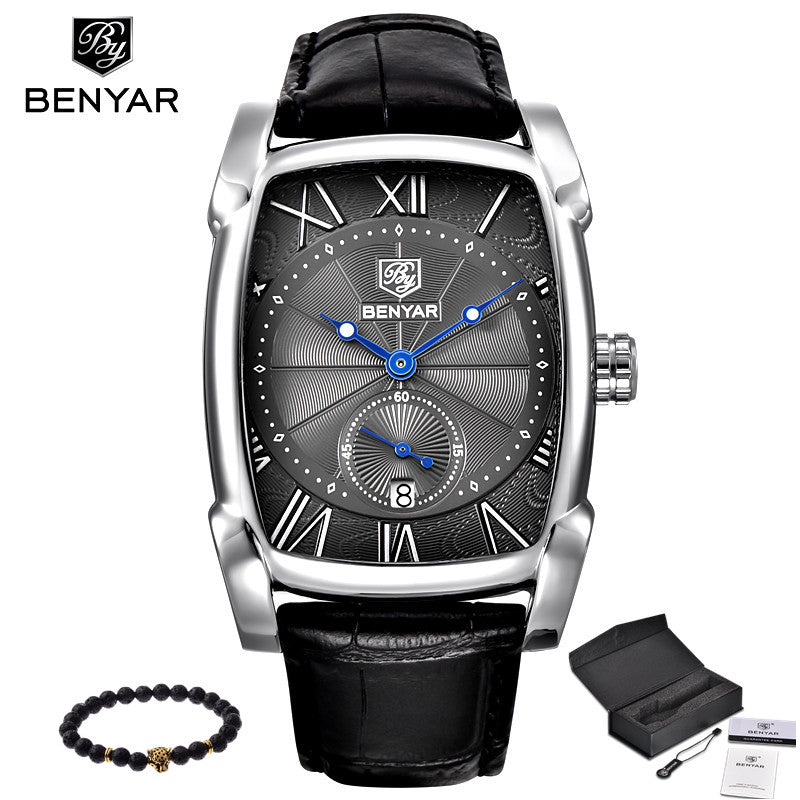 Benyar 2017 Luxury Brand Quartz Mens Watches Brand Men Military Leather Men Sports Watch Hour Date Waterproof Relogio Masculino
