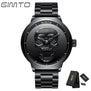 GIMTO Top Brand New Creativity Skull Men's Watch Luxury Black Steel Quartz Clock Men Boy Military Watch Sports Relogio Masculino
