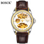 BOSCK Mechanical Watches Men Skeleton Gold Watch Automatic Mechanical Mens Watches Waterproof Self-winding Clock Stainless Steel