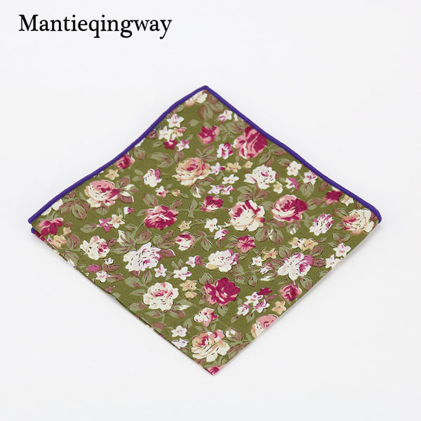 Mantieqingway Style Wedding Party Paisley & Floral Pocket Square for Mens Suit Cotton Blue & Red Handkerchiefs 24cm Chest Towel