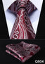 Pocket Square Classic Party Wedding Floral 3.4" Silk Wedding Mens Extra Long Tie XL Necktie Handkerchief Set #Q6