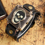 2017 Vintage Cool Punk Rock Skull Skeleton Quartz Watch Fahion Casual Wristwatches Soft Leather Bracelet Mens Women Gifts B2181