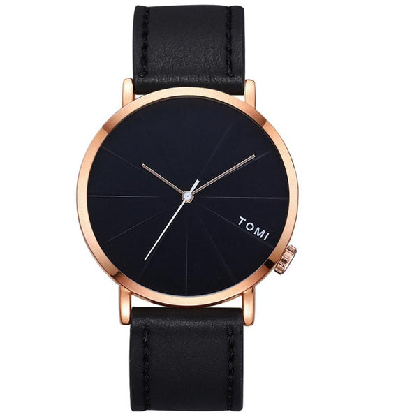 TOMI Fashion Casual Men 's Bussines Retro Design Leather Round Band Watch Watch Men Erkek Kol Saati Relogio Masculino