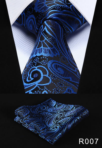 Paisley Floral 3.4" 100%Silk Wedding Jacquard Woven Men Tie Necktie Pocket Square Handkerchief Set Suit #RF1