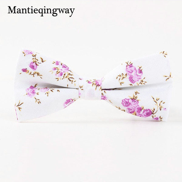 Mantieqingway Floral Printed Cotton Bowtie for Men Wedding Gentlemen Skinny Bow Tie Suits Tie Gravatas Slim Bowknot Cravats