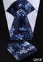 Pocket Square Classic Party Wedding Floral 3.4" Silk Wedding Mens Extra Long Tie XL Necktie Handkerchief Set #Q6