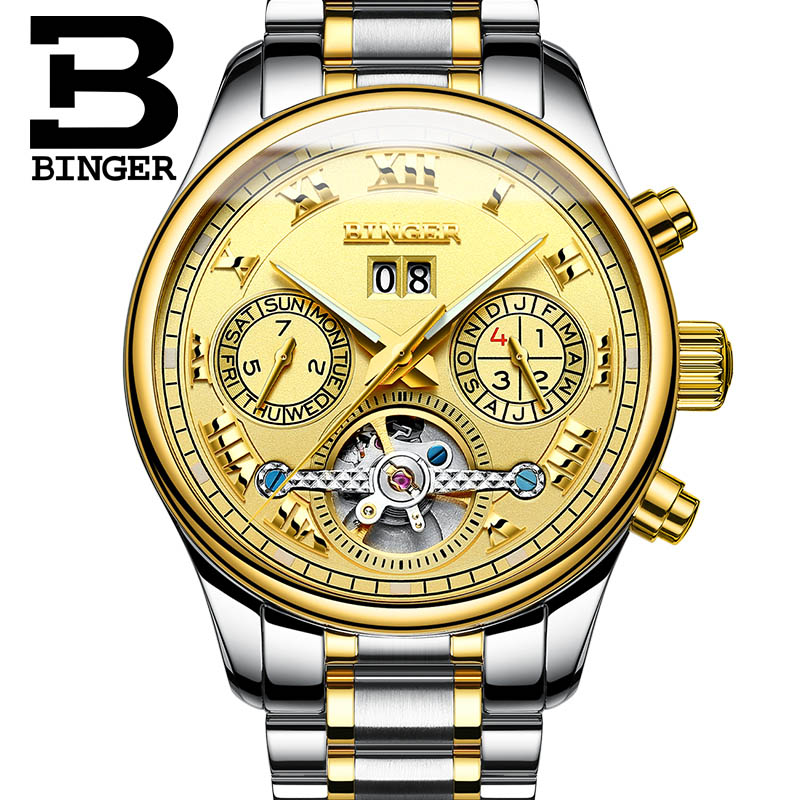 2017 Luxury Mechanical Watch Tourbillon Designer Watches Top Quality Business Watch with Date Day Full Steel Watch for Men