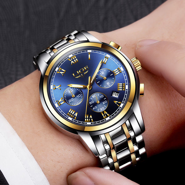 relogio masculino LIGE Men's Watches Top Brand Luxury Fashion Business Quartz Watch Men Sport Full Steel Waterproof Wristwatch