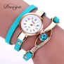Duoya Brand Watch Women Luxury Gold Eye Gemstone Dress Watches Women Gold Bracelet Halloween Gift Leather Quartz Wristwatches