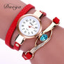 Duoya Brand Watch Women Luxury Gold Eye Gemstone Dress Watches Women Gold Bracelet Halloween Gift Leather Quartz Wristwatches