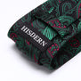 Party Wedding Classic Pocket Square Tie TP932G8S Green Red Paisley 3.4" Silk Woven Men Tie Necktie Handkerchief Set