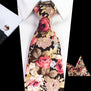 RBOCOTT New Design 8cm Cotton Tie Set Floral Ties Handkerchief And Cufflinks Business Wedding Party Printing Neck Ties For Men