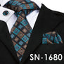 SN-1518 New Arriving Ties Men Fashion 2017 Hi-Tie Design Royal Blue Neck Tie Pocket Square Cufflinks Set for Mens Business Party