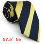 Extra Long Size Matching Hanky Stripes Blue Yellow Men's Neckties Set 100% Silk for male Neckties Extra Long Size 63"