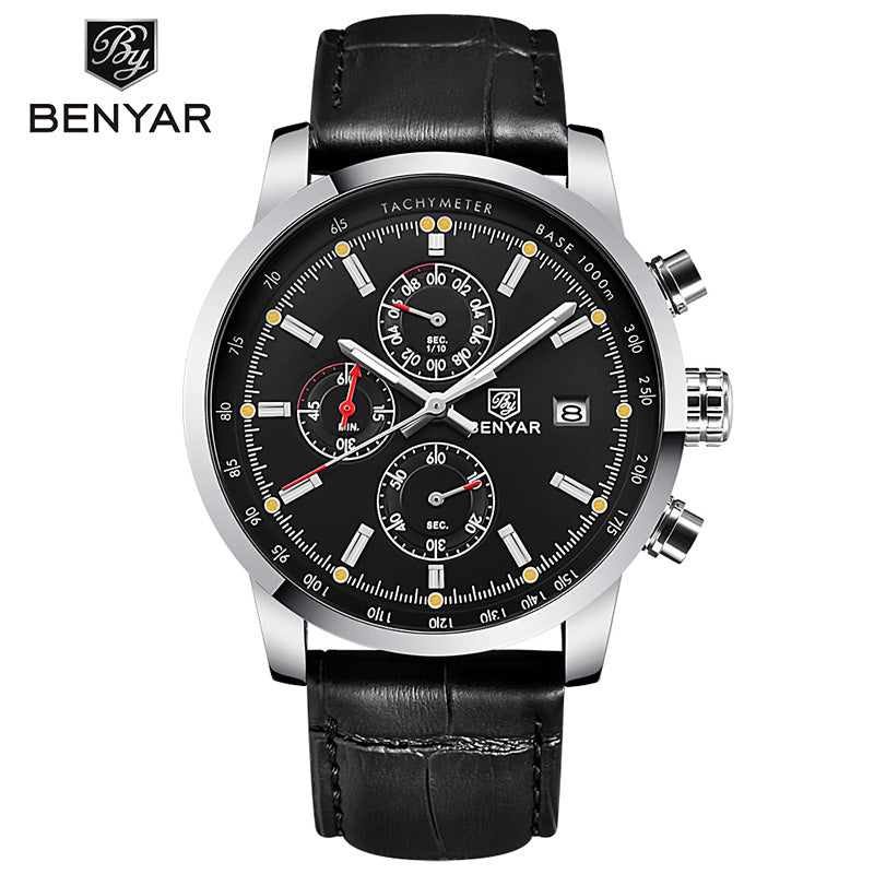 BENYAR Sport Watches Mens Chronograph Calendar Waterproof Male Clock Military Quartz Watch Luxury Relogio Masculino Gift Box