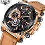 LIGE Mens Watches Top Brand Luxury Quartz Gold Watch Men Casual Leather Military Waterproof Sport Wrist Watch Relogio Masculino