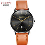 Men luxury brand quartz watches leather strap minimalist ultra-thin waterproof watch fashion wrist watch with high quality