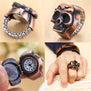 Fashion Unisex Retro Vintage Finger Skull Ring Watch Clamshell Watch wholesale Free shipping