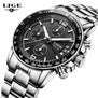 Brand LIGE 2017 new men's watches quartz watch men real three dial luminous waterproof 30M outdoor sports steel watch