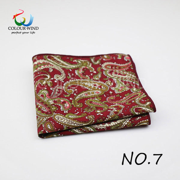 Genuine Yiyanyang Cotton Floral Pocket Square 9.05 Inch Camo Color Polyester Paisley Handkerchief Tie For Men Gift Gentle Hanky
