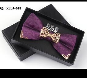 Korean Formal Mens Bow Tie With Metal Decorate Groomsman Groom Bow Ties For Men Wedding Party Bowtie Gift Box Butterfly Neckwear