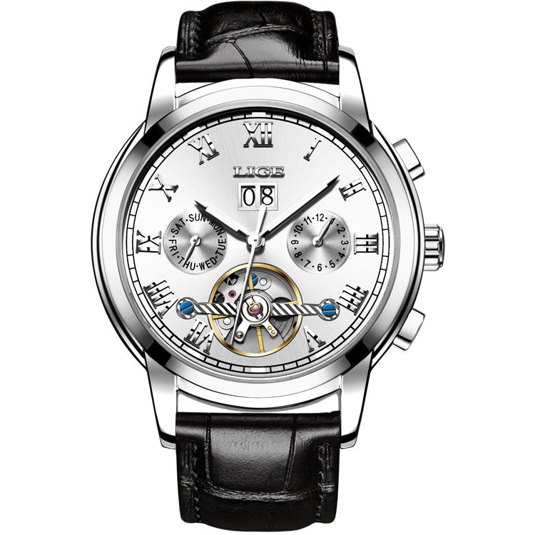 LIGE Watches Men Sport Men's Mechanical Watches Fashion Business Automatic Watch Man Waterproof Leather Clock relogio masculino