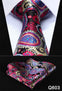 Pocket Square Classic Party Wedding Floral 3.4" Silk Wedding Mens Extra Long Tie XL Necktie Handkerchief Set #Q6