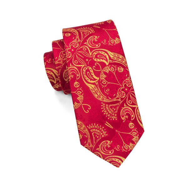 C-367 Red Yellow Paisley Ties for Men Hot Selling Silk Ties Gravatas 8.5cm Width And 150cm Length Mens ties for Christmas Gift