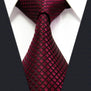 U25 Solid Checked Burgundy Crimson Red Black Mens Neckties 100% Silk Matching Hanky For Men Silk Brand Men Tie Wedding 63"