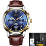 2017 LIGE Men sports Watches Male Fashion Business quartz-watch Men Leather Waterproof Clock Man Auto Date Multifunction Watches