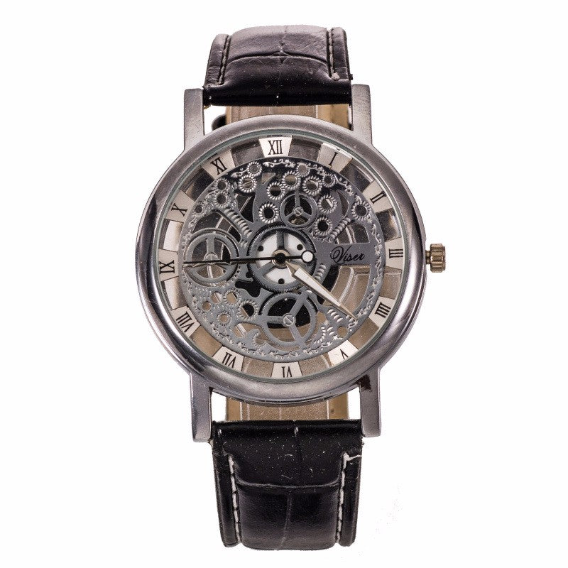 Fashion Skeleton Quartz Watch Men Transparent Hollow Watches Reloj Hombre Brand Male Clock Man Leather Dress Wristwatch Relogio