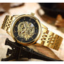 Skeleton Gold Mechanical Watch Men Automatic 3D Carved Dragon Steel Mechanical Wrist Watch China Luxury Top Brand Self Wind 2018