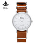 BGG Ultra Thin Mens Watches Simple 2016 Hot Fashion Brand Quartz Watch Waterproof Genuine Leather Business Men Clock Silver