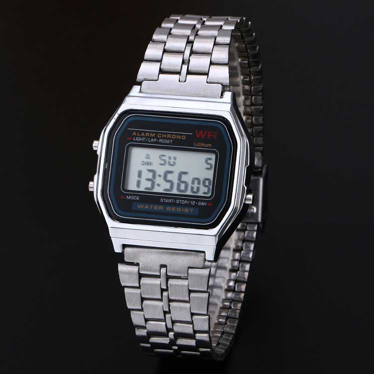 2016 hot Digital stainless steel watches Led men Sports Watch luminous F91W slim electronic WristWatch
