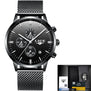 LIGE Watches Men Luxury Brand Chronograph Men Sports black Watches Waterproof Full Steel Quartz Wristwatches Relogio Masculino
