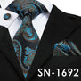 SN-1518 New Arriving Ties Men Fashion 2017 Hi-Tie Design Royal Blue Neck Tie Pocket Square Cufflinks Set for Mens Business Party