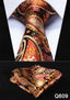 Pocket Square Classic Party Wedding Floral 3.4" Silk Wedding Mens Extra Long Tie XL Necktie Handkerchief Set #Q6