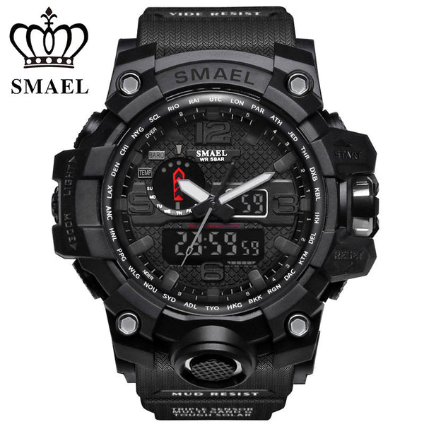 SMAEL Men Fashion S Shock Wristwatch Reloj Business Outdoor Sports Digital Watch LED Display Quartz Multi-functional Clock 1545