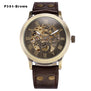 Automatic Mechanical Watches Men Steampunk Skeleton Wrist Watch Power Self Widing Bronze Antique Leather Clock Mens Wristwatches
