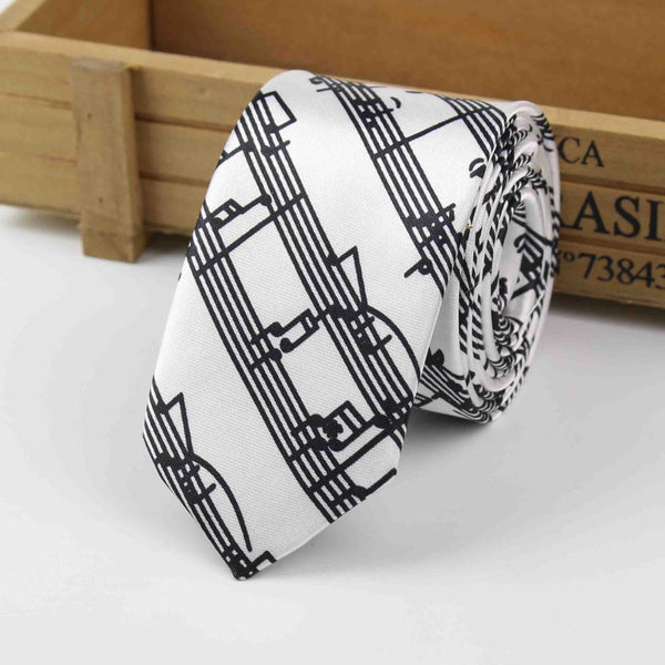 New Style Men's Fashion Neckties Helloween Festival Christmas Tie Soft Designer Character Necktie Music score piano Guitar