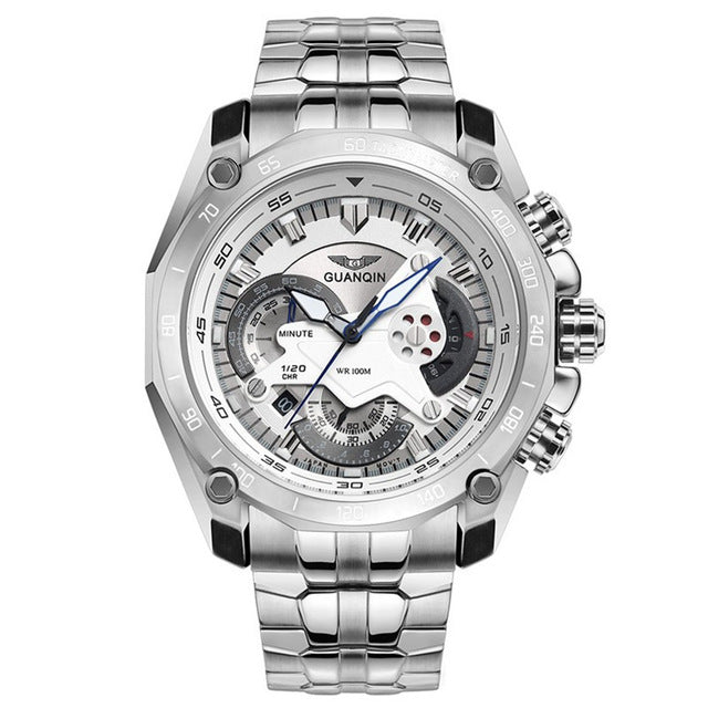 GUANQIN Watch Men 2018 Chronograph Luxury Watches Top Brand Mens Wristwatches Quartz Stainless Steel Watch relogio masculino