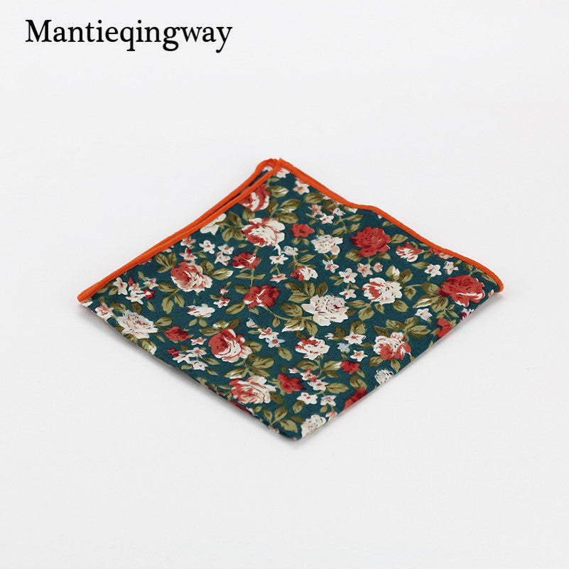 Mantieqingway Style Wedding Party Paisley & Floral Pocket Square for Mens Suit Cotton Blue & Red Handkerchiefs 24cm Chest Towel
