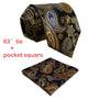 U10 Paisley Gold Blue Navy Mens Neckties Extra Long Size Matching Hanky100% Silk Casual Dress Men Ties Designers Fashion 63"