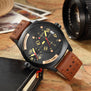 CURREN luxury brand 2017 New black leather Strap Fashion Casual Business 30 meter Waterproof Relogio Mascu Dual time zone 8252