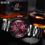 BOSCK Top Luxury Brand Watch Men Casual Brand Watches Male Quartz Watches Men Waterproof Business Watch Military Stainless Steel