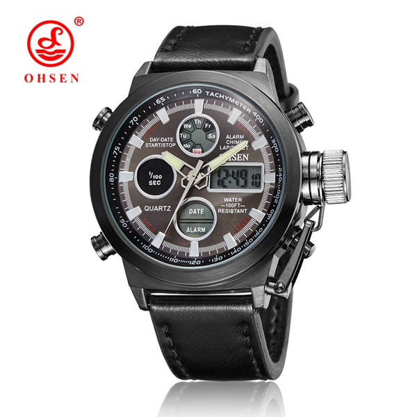 OHSEN Men Sports Watches Waterproof Fashion Casual Quartz Watch Digital & Analog Military Multifunctional Men's Sports Watches