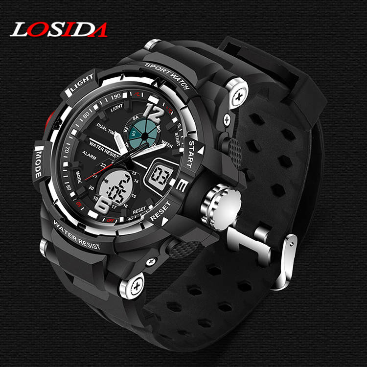 Losida Luxury Brand G Rubber Strap Shock Watch Military Army Blue LED Pointer Waterproof Men Sports Watches Clock relogio Male